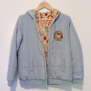 Light blue, vintage inspired , puffer jacket.